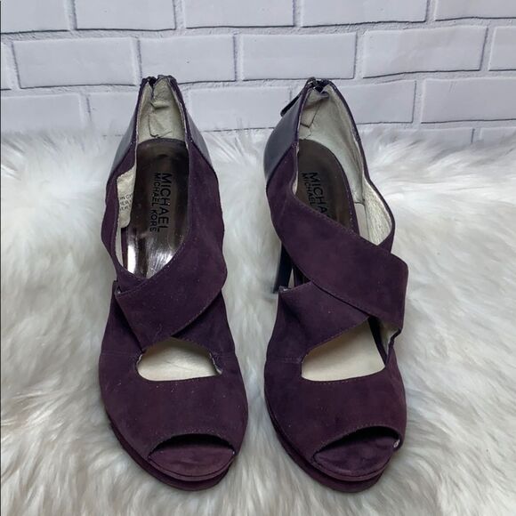 Michael Kors Burgundy Suede Platform Heels Sz 7 - Picture 2 of 6